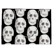 Scary Scull Black & White Pattern|Happy Halloween Groot Cadeauzakje (Achterkant)