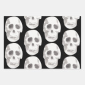 Scary Scull Black & White Pattern|Happy Halloween Inpakpapier Vel (Voorkant)