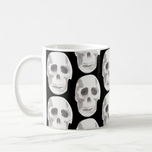 Scary Scull Black & White Pattern|Happy Halloween Koffiemok (Links)
