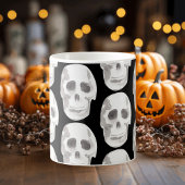 Scary Scull Black & White Pattern|Happy Halloween Koffiemok