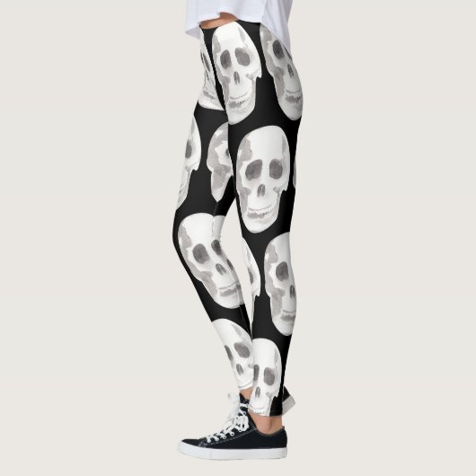 Scary Scull Black & White Pattern|Happy Halloween Leggings (Links)