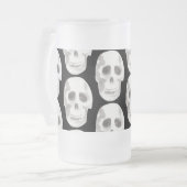 Scary Scull Black & White Pattern|Happy Halloween Matglas Bierpul (Voorkant links)