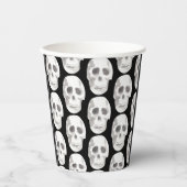 Scary Scull Black & White Pattern|Happy Halloween Papieren Bekers (Voorkant)