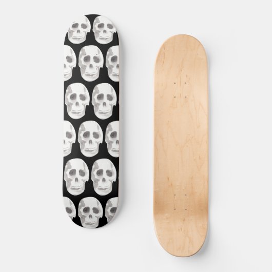 Scary Scull Black & White Pattern|Happy Halloween Persoonlijk Skateboard (Voorkant)
