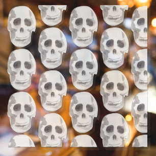 Scary Scull Black & White Pattern Happy Halloween Raamsticker