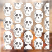 Scary Scull Black & White Pattern|Happy Halloween Raamsticker (Vel 2)