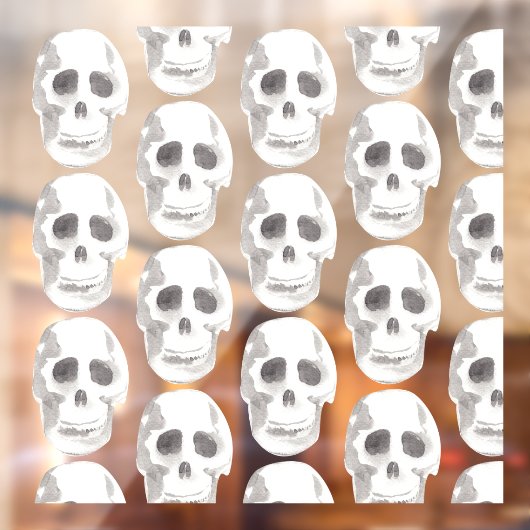 Scary Scull Black & White Pattern|Happy Halloween Raamsticker (Vel 2)