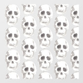 Scary Scull Black & White Pattern|Happy Halloween Raamsticker (Vel)