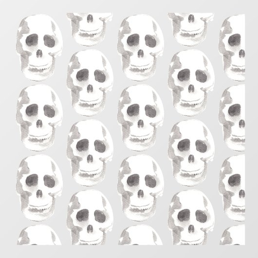 Scary Scull Black & White Pattern|Happy Halloween Raamsticker (Vel)