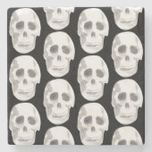 Scary Scull Black & White Pattern|Happy Halloween Stenen Onderzetter (Voorkant)