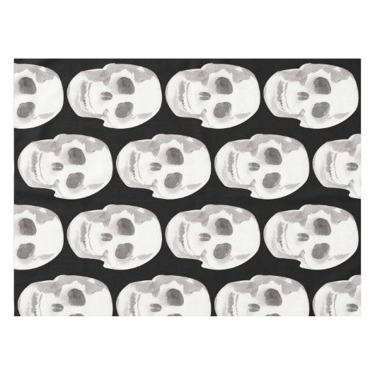 Scary Scull Black & White Pattern|Happy Halloween Tafelkleed (Voorkant (Horizontaal))