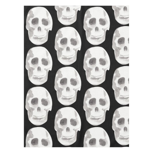 Scary Scull Black & White Pattern|Happy Halloween Tafelkleed (Voorkant)
