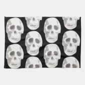 Scary Scull Black & White Pattern|Happy Halloween Theedoek (Horizontaal)