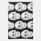 Scary Scull Black & White Pattern|Happy Halloween Theedoek (Verticaal)