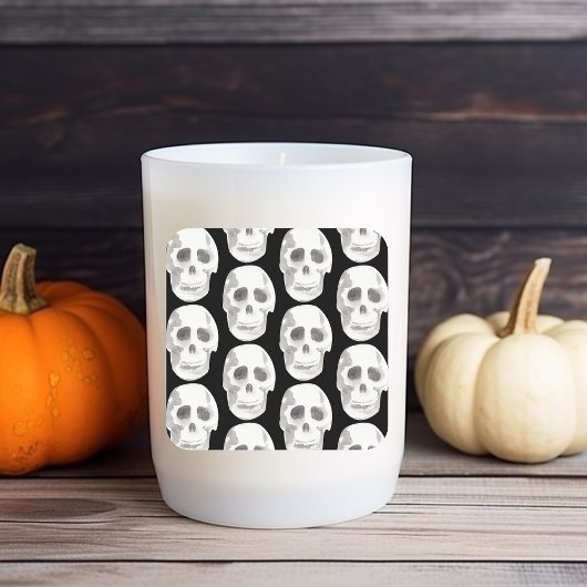 Scary Scull Black & White Pattern|Happy Halloween Vierkante Sticker
