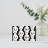 Scary Scull Black & White Pattern|Happy Halloween Visitekaartje (Staand voorkant)