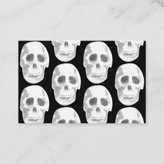 Scary Scull Black & White Pattern|Happy Halloween Visitekaartje (Voorkant)