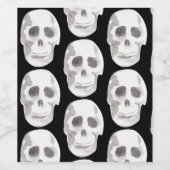 Scary Scull Black & White Pattern|Happy Halloween Wijn Etiket (Enkel label)