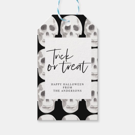 Scary Scull Trick or treat | Halloween-partij | Cadeaulabel (Voorkant)
