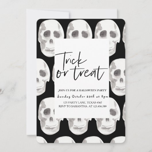 Scary Scull Trick or treat | Halloween-partij | Kaart (Voorkant)
