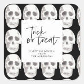 Scary Scull Trick or treat | Halloween-partij | Vierkante Sticker (Voorkant)