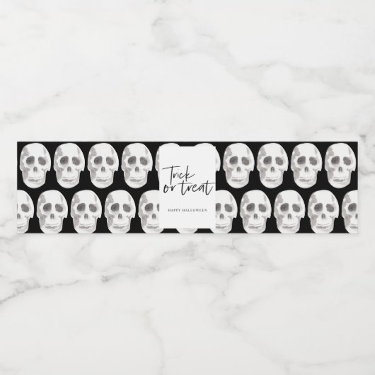 Scary Scull Trick or treat | Halloween-partij | Waterfles Etiket (Enkel label)