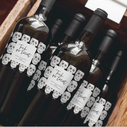 Scary Scull Trick or treat | Halloween-partij | Wijn Etiket