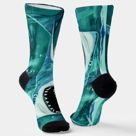 Scary Shark, aangepaste naam Sokken (Gebogen)
