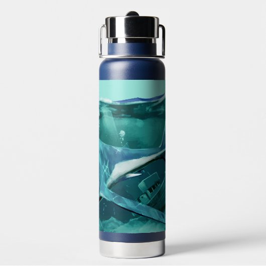 Scary Shark, aangepaste naam Waterfles (Achterkant)