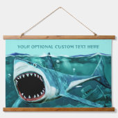 Scary Shark aangepaste tekst Hangend Wandkleed (Voorkant)