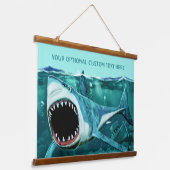 Scary Shark aangepaste tekst Hangend Wandkleed (Gebogen)