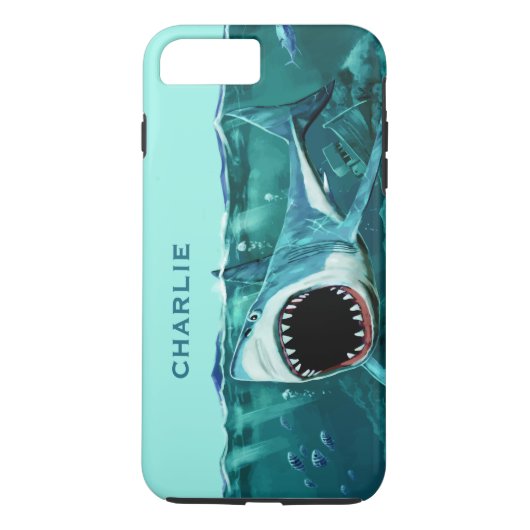 Scary Shark custom name phone cases (Achterkant)