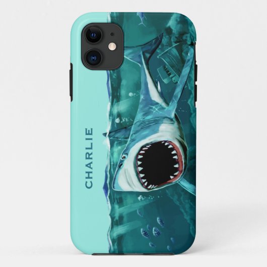 Scary Shark custom name phone cases (Achterkant)