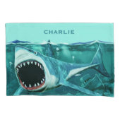 Scary Shark custom name pillowcases Kussensloop (Voorkant)