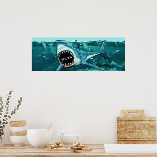 Scary Shark custom name poster (Keuken)