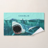 Scary Shark custom name towel set Bad Handdoek (Handdoek)