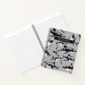 Scary Shark Pattern Name Black Kinder Notitieboek (Binnen)