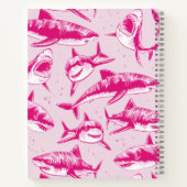 Scary Shark Pattern Name Pink Kinder Notitieboek (Achterkant)