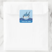 Scary shark tekst toevoegen Square Sticker (Tas)