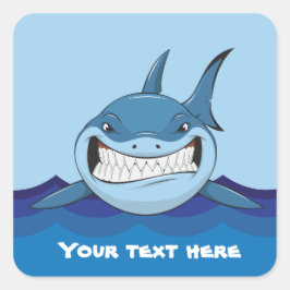 Scary shark tekst toevoegen Square Sticker