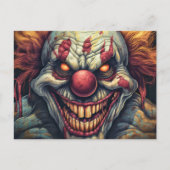 Scary Sideshow Circus Clown Illustratie Briefkaart (Voorkant)