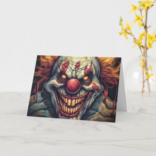 Scary Sideshow Circus Funhouse Clown Halloween Kaart (Gele Bloem)