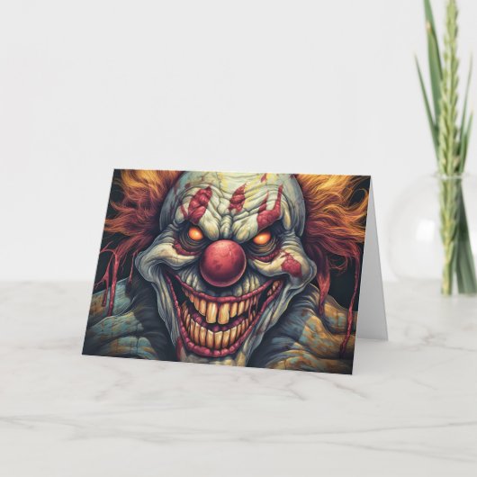 Scary Sideshow Circus Funhouse Clown Halloween Kaart (Voorkant)