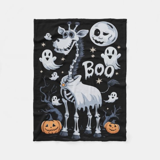 Scary Skeleton Giraffe voor Ghosts Halloween Fleece Deken (Voorkant)