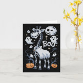 Scary Skeleton Giraffe voor Ghosts Halloween Kaart (Gele Bloem)