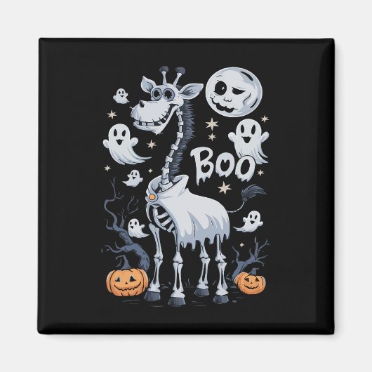 Scary Skeleton Giraffe voor Ghosts Halloween Magneet (Voorkant)