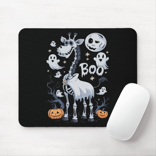 Scary Skeleton Giraffe voor Ghosts Halloween Muismat (Met muis)