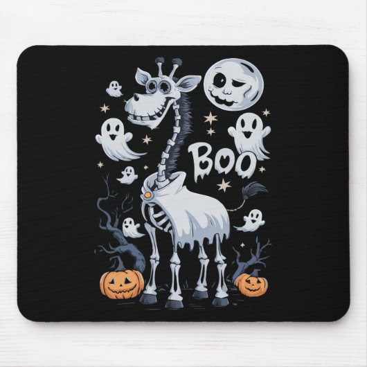 Scary Skeleton Giraffe voor Ghosts Halloween Muismat (Voorkant)