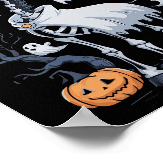 Scary Skeleton Giraffe voor Ghosts Halloween Poster (Hoek)