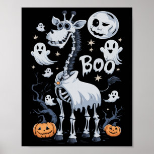 Scary Skeleton Giraffe voor Ghosts Halloween Poster
